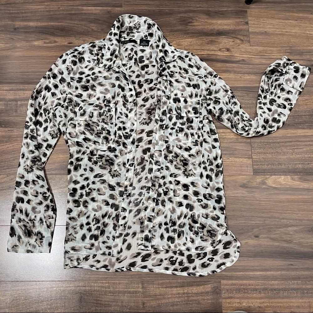 Press Sheer Leopard Print Blouse